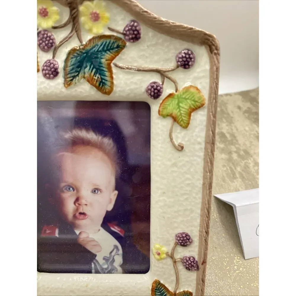 Terragrafics Ceramic Floral frame 5X7.75” Picture Sz 3X4.5”